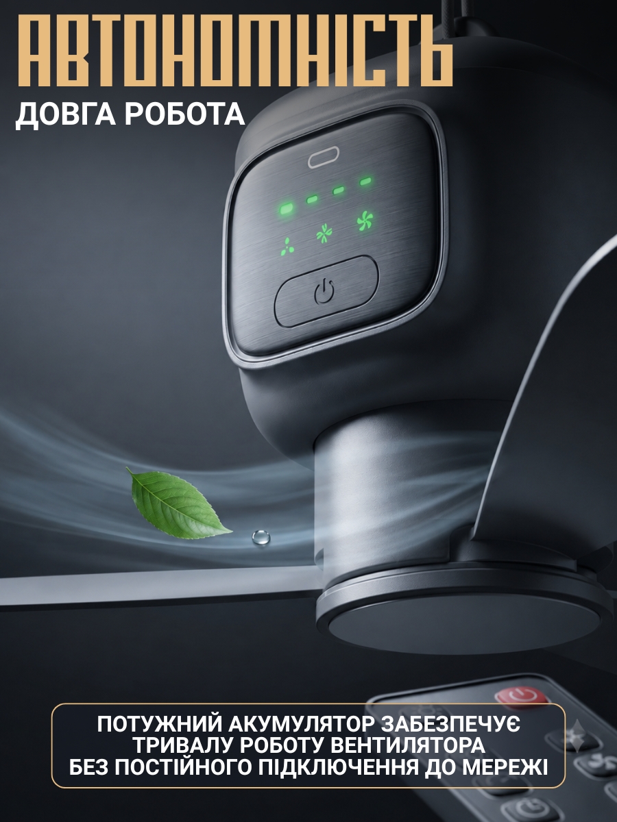 Портативний стельовий вентилятор з підсвічуванням 2-в-1 фото